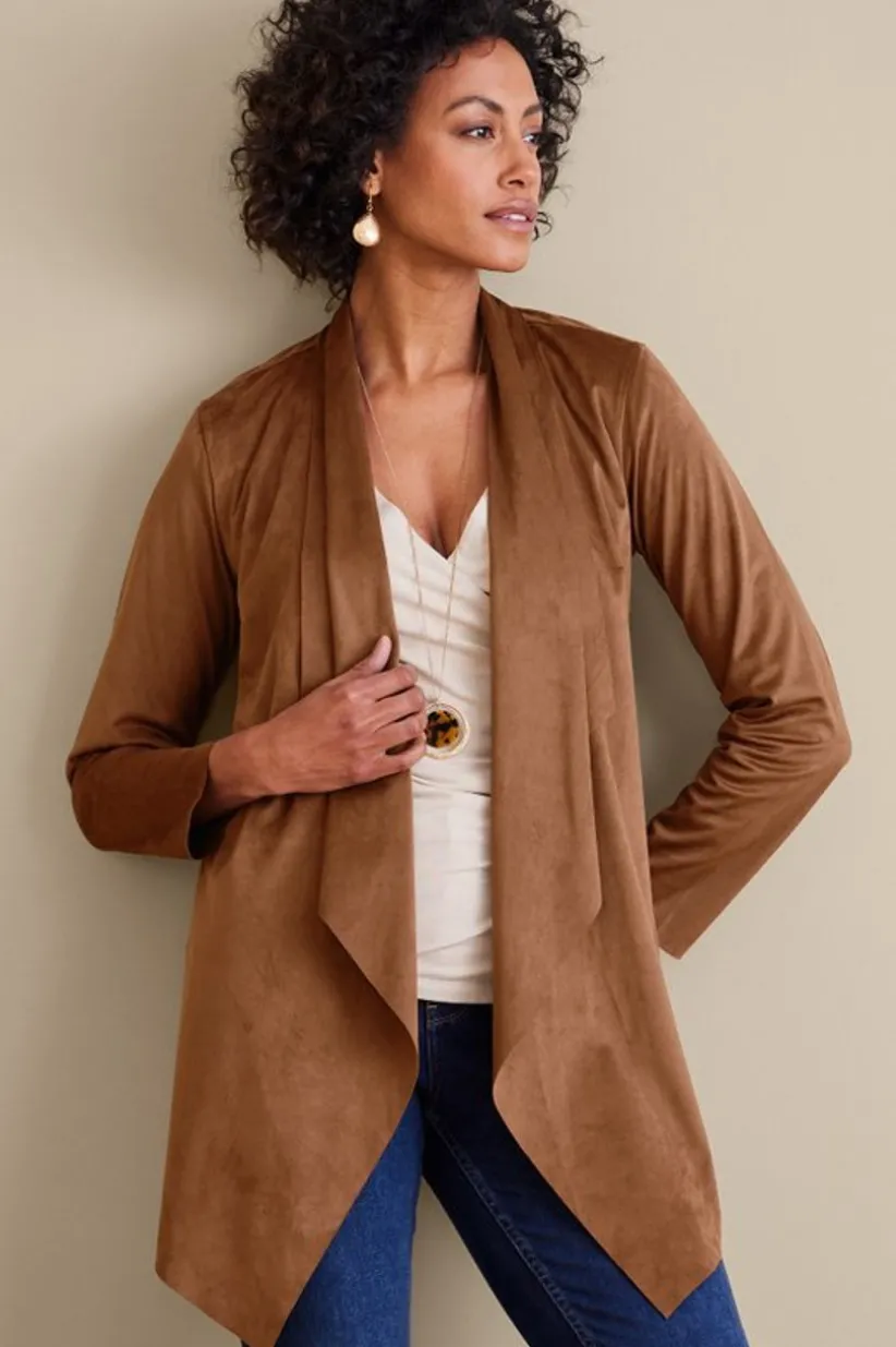Shape Drape Faux Suede Jacket<Soft Surroundings Discount