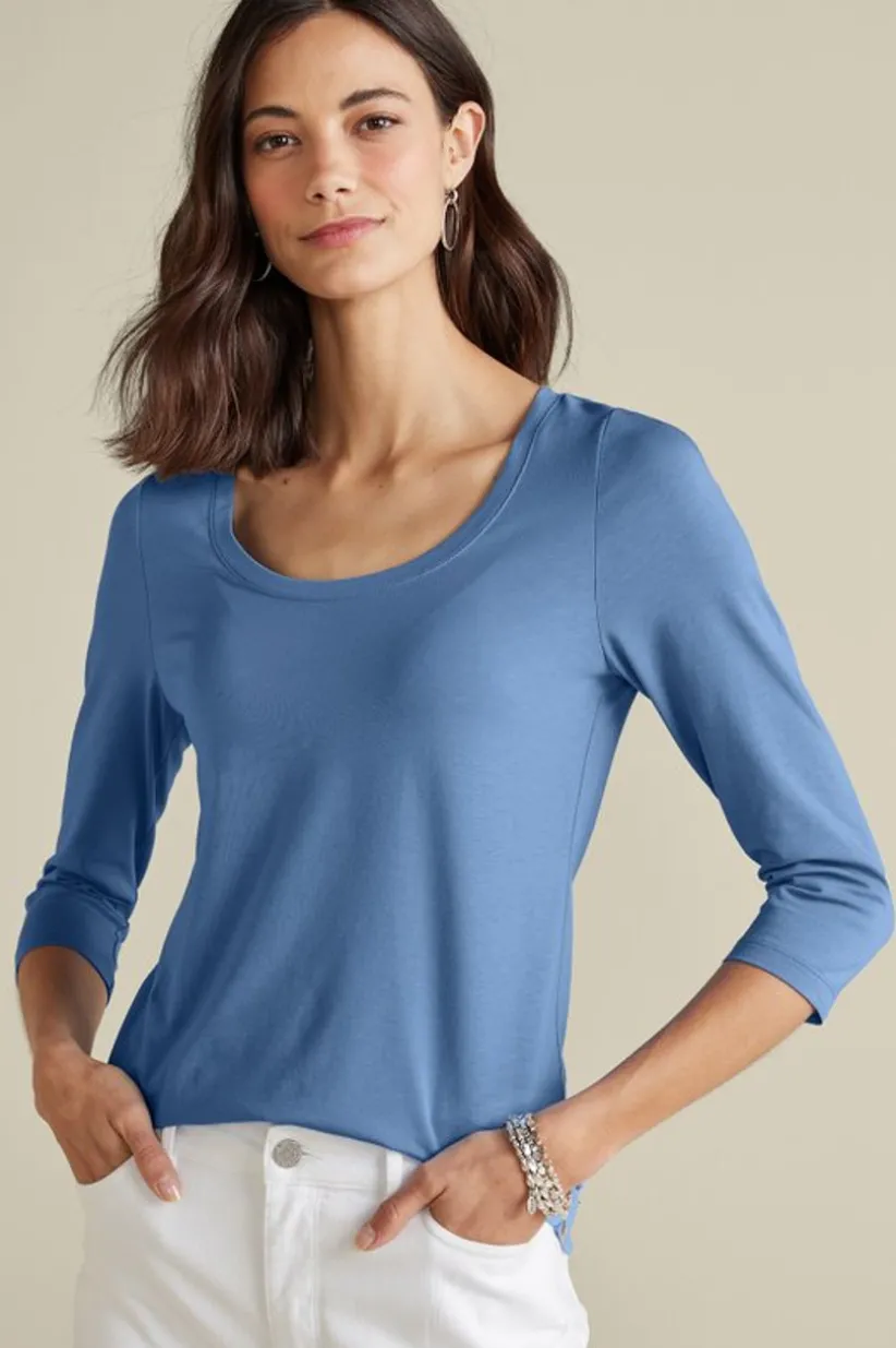 Soft Essential Supima 3/4 Sleeve Tee I<Soft Surroundings Outlet