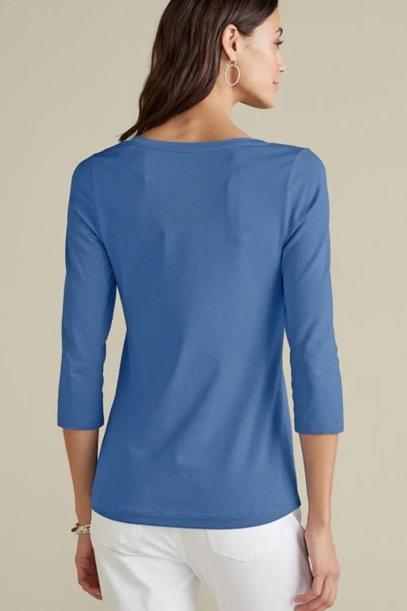 Soft Essential Supima 3/4 Sleeve Tee I<Soft Surroundings Outlet