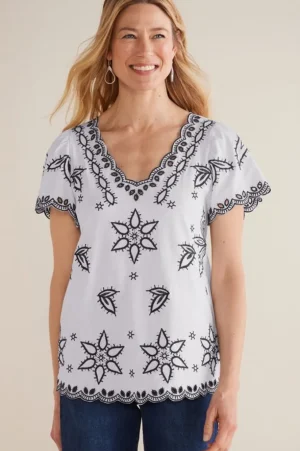 Teres Embroidered Tee<Soft Surroundings Fashion