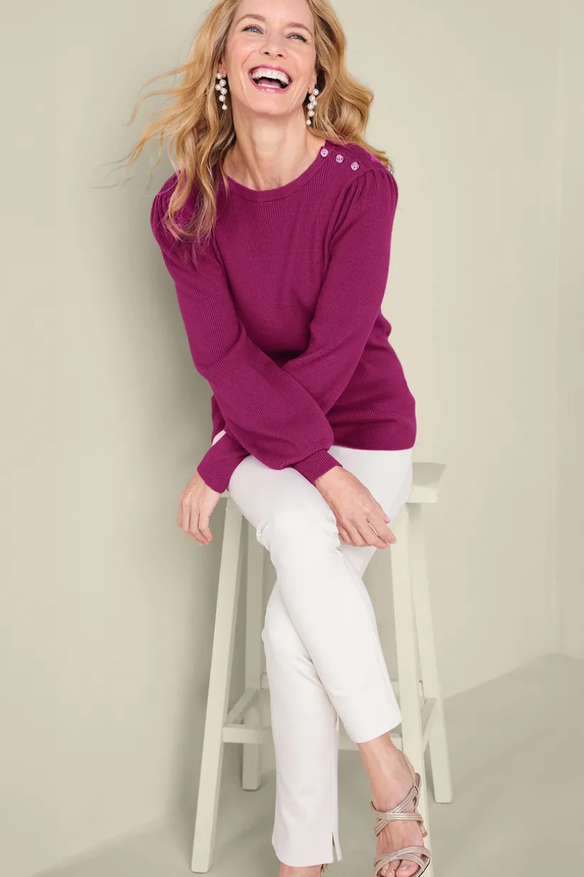 Tyla Button Shoulder Sweater<Soft Surroundings New
