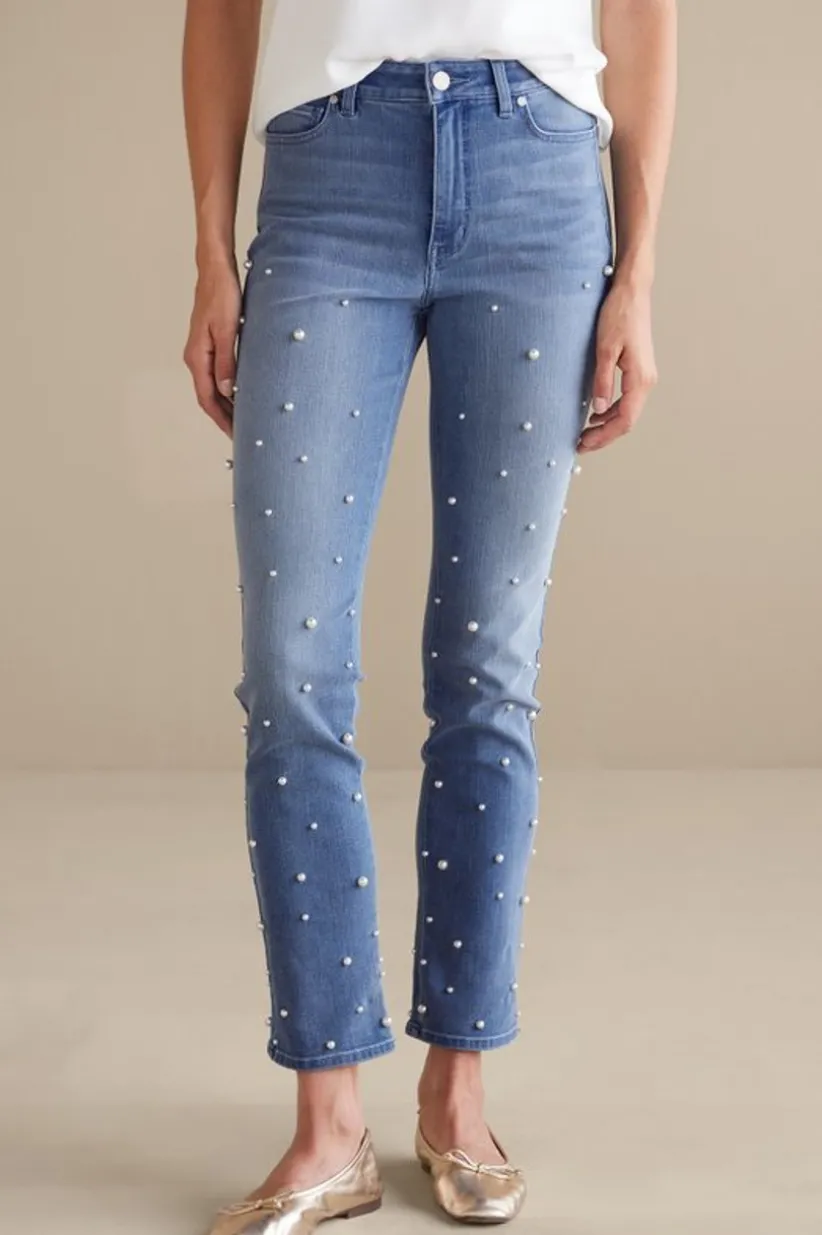 Ultimate Denim Pearl Straight Leg Jeans<Soft Surroundings Online