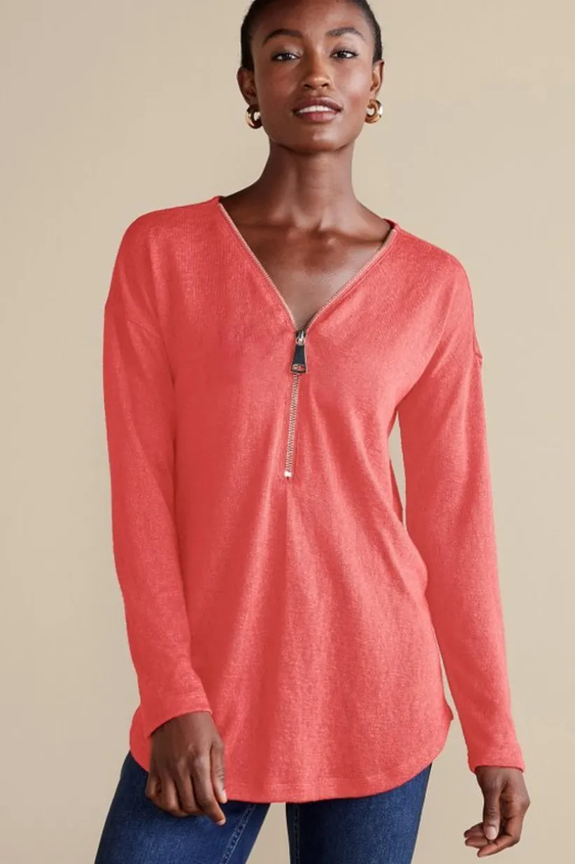 Valentina Zip Sweater<Soft Surroundings Discount