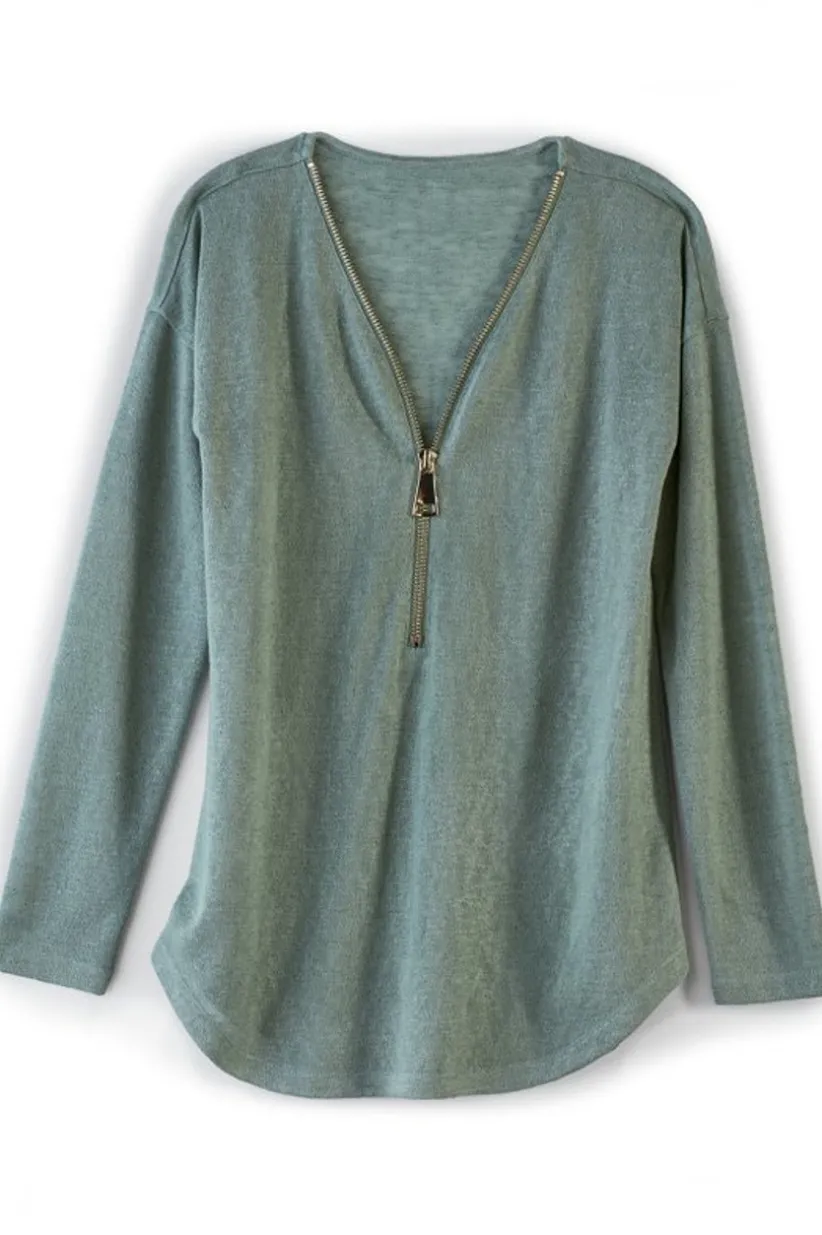 Valentina Zip Sweater<Soft Surroundings Discount