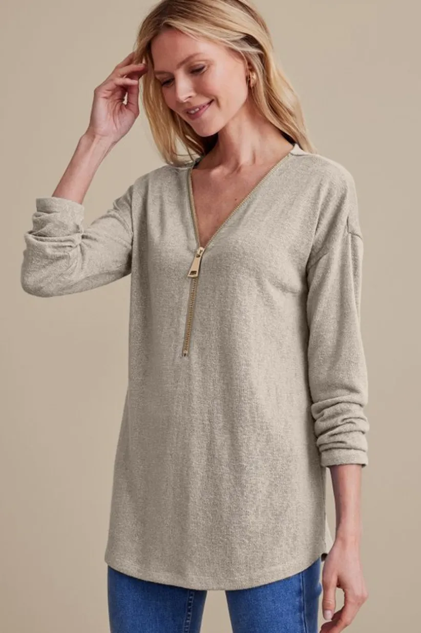 Valentina Zip Sweater<Soft Surroundings Discount