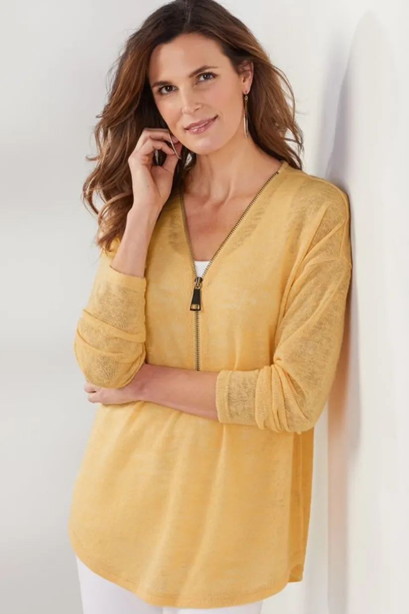 Valentina Zip Sweater<Soft Surroundings Discount