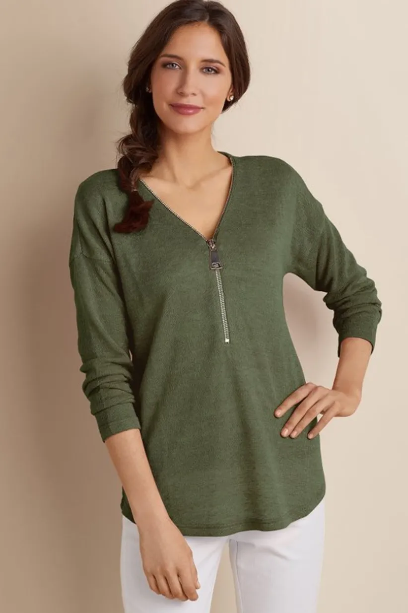 Valentina Zip Sweater<Soft Surroundings Discount