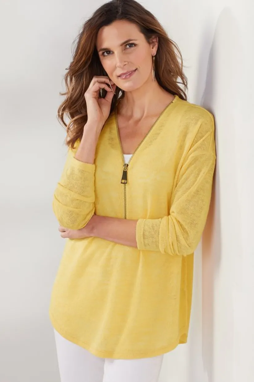 Valentina Zip Sweater<Soft Surroundings Discount