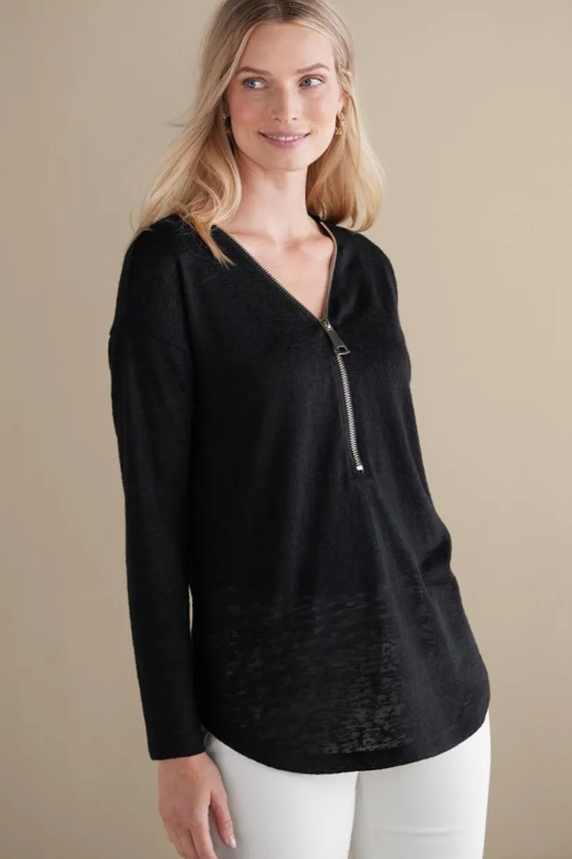 Valentina Zip Sweater<Soft Surroundings Discount
