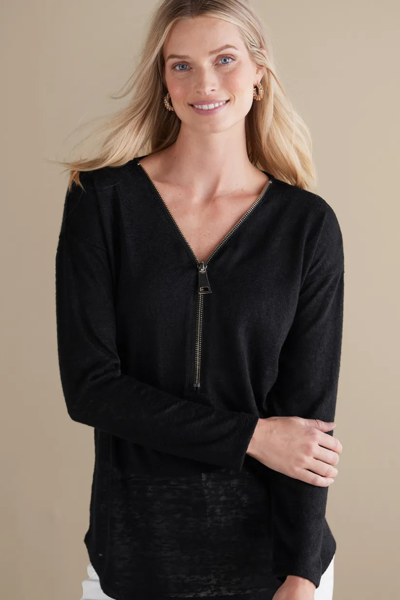 Valentina Zip Sweater<Soft Surroundings Discount