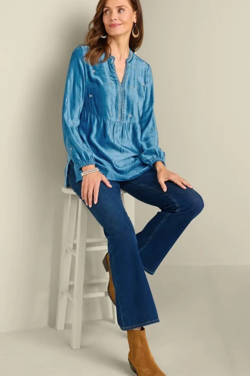 Verna Embellished Velvet Tunic<Soft Surroundings Clearance