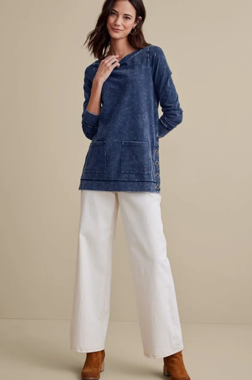 Washed Make It Snappy Pullover<Soft Surroundings Clearance